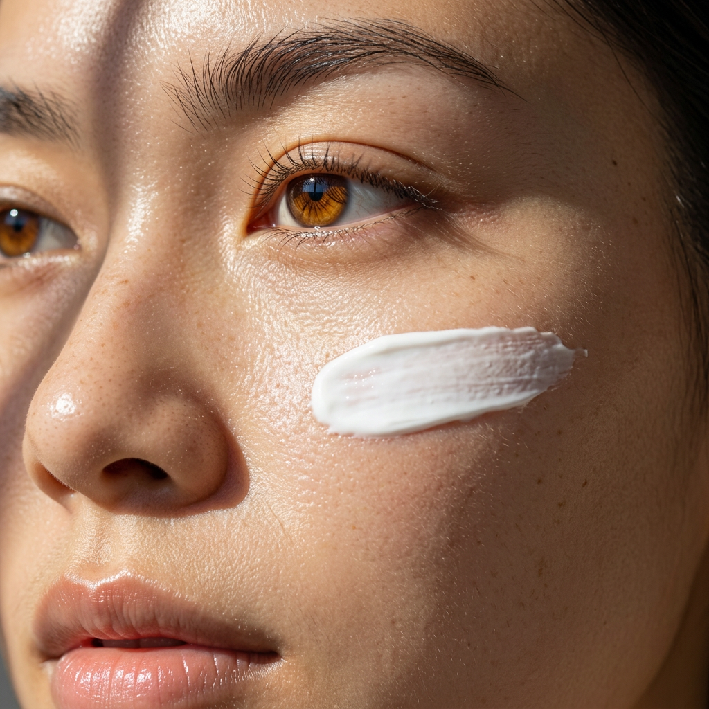Femme avec un soin pour la peau